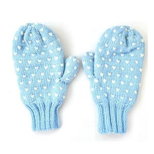 Hand Knit Thrum Mittens, Women’s Light Blue, Cozy Winter Wool